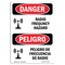 Signmission OSHA Sign, Radio Frequency Hazard W/ Symbol, 18in X 12in Decal, 12" W, 18" L, Bilingual Spanish OS-DS-D-1218-VS-1686 - alternate 1